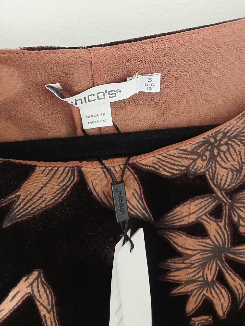Chico's Burnout Velvet Midi Dress Size 3 Size 16 - Picture 5 of 9